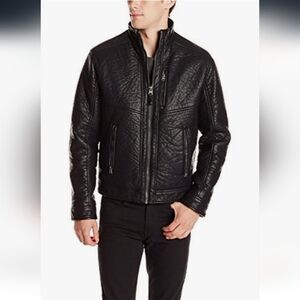 NWT Calvin Klein Men's Textured Moto Jacket Black Size 2XL
